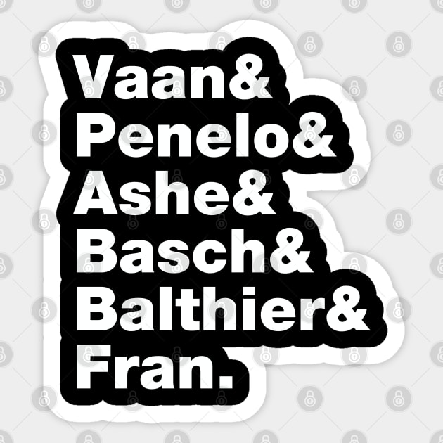 Final Fantasy 12 Characters (White Text) Sticker by inotyler